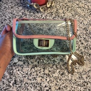 See through green and pink purse in great condition